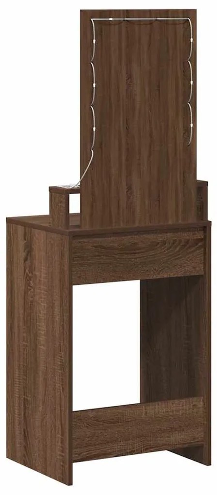 Mesa de Maquiagem vidaXL com Luzes LED Castanho Carvalho 50x41x140 cm