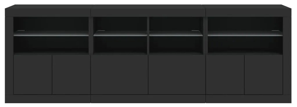 Aparador com luzes LED 202x37x67 cm preto