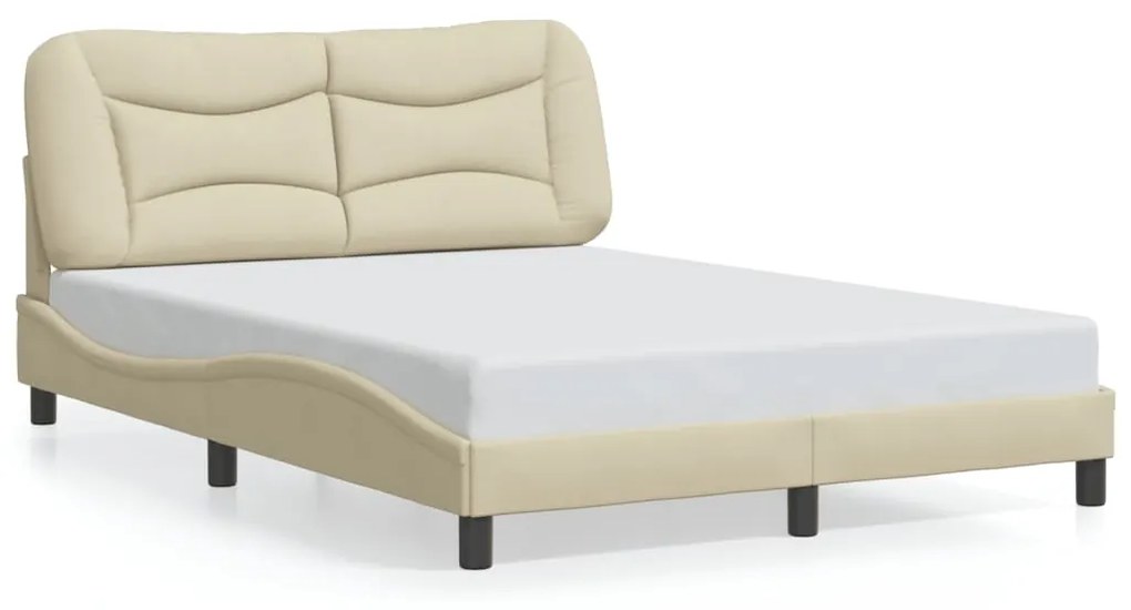 Estrutura de cama c/ cabeceira 120x200 cm tecido cor creme