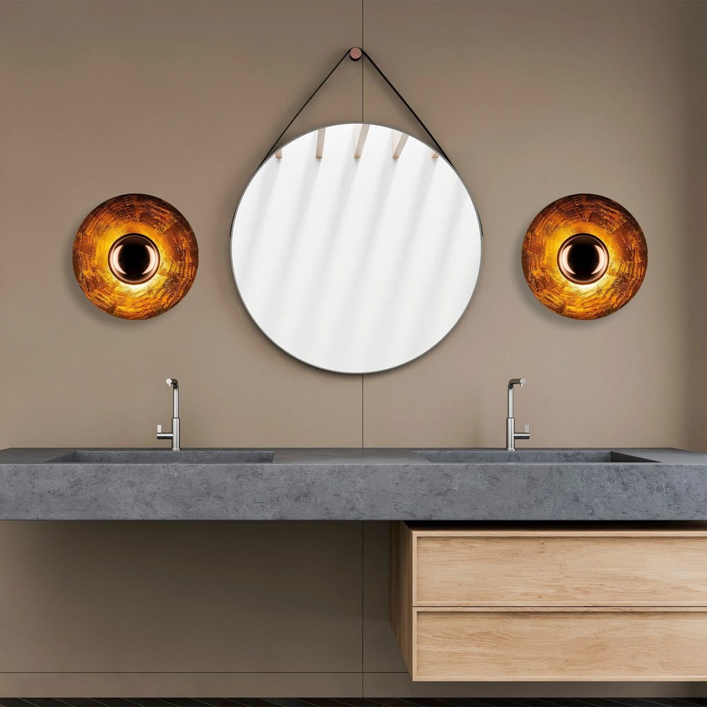 Candeeiro de Parede Kurt – Cobre – Diâmetro 38 cm Altura 31 cm