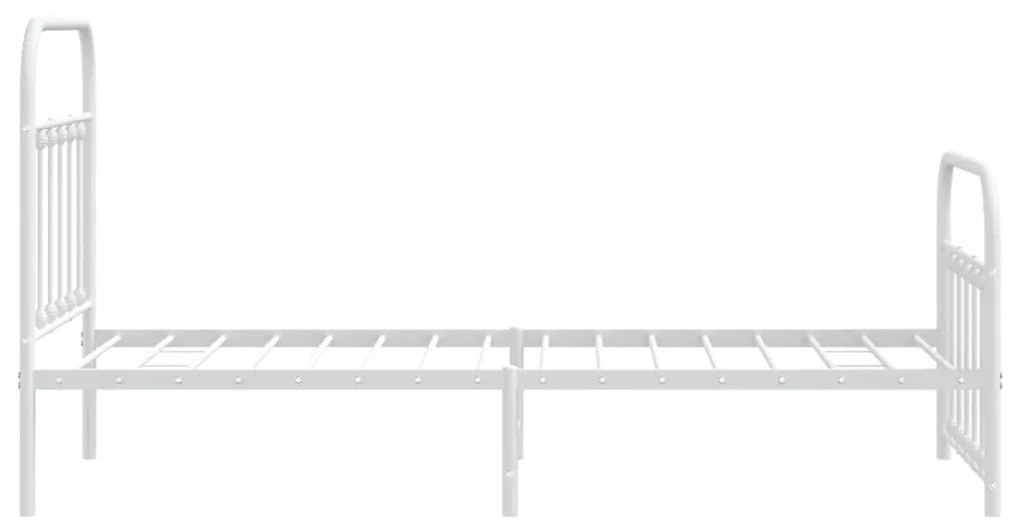 Estrutura de cama com cabeceira e pés 90x190 cm metal branco