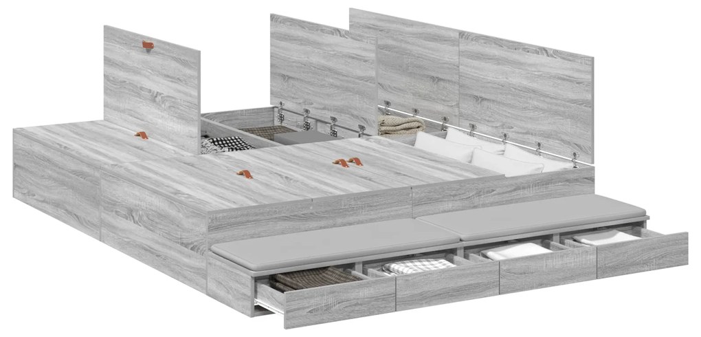 Estrado de Cama Cinzento Sonoma 200x200 cm