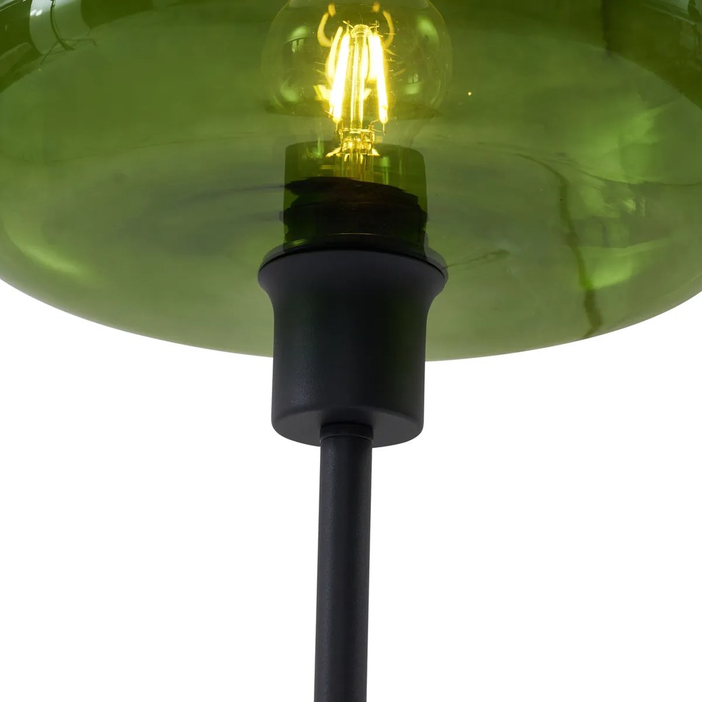 Candeeiro de Pé Retro Preto com Vidro Verde - Bizle Retro