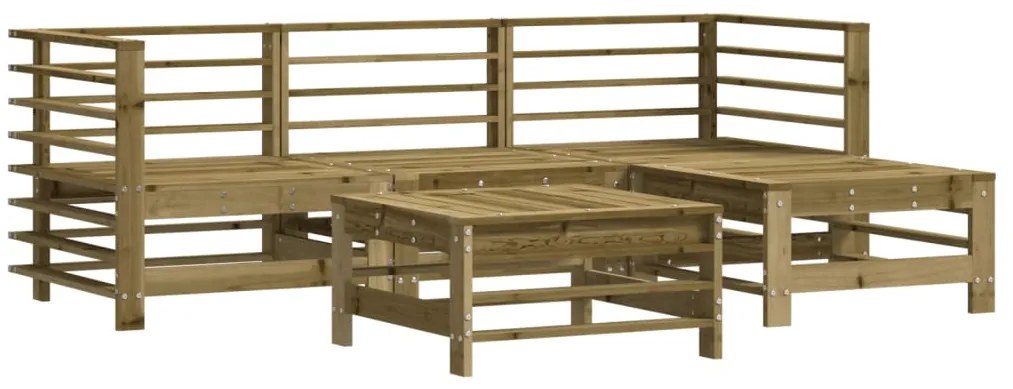 5 pcs conjunto lounge de jardim c/ almofadões pinho impregnado