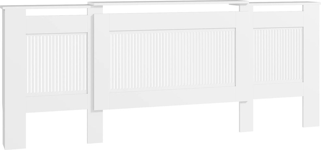 HOMCOM Cobertura para radiador, design de lamelas, comprimento ajustável 125-201 cm, MDF, Branco | Aosom Portugal