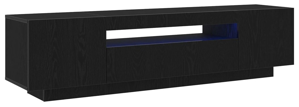 Gabinete de TV vidaXL com luzes LED em Preto Carvalho, 160x35x40 cm em