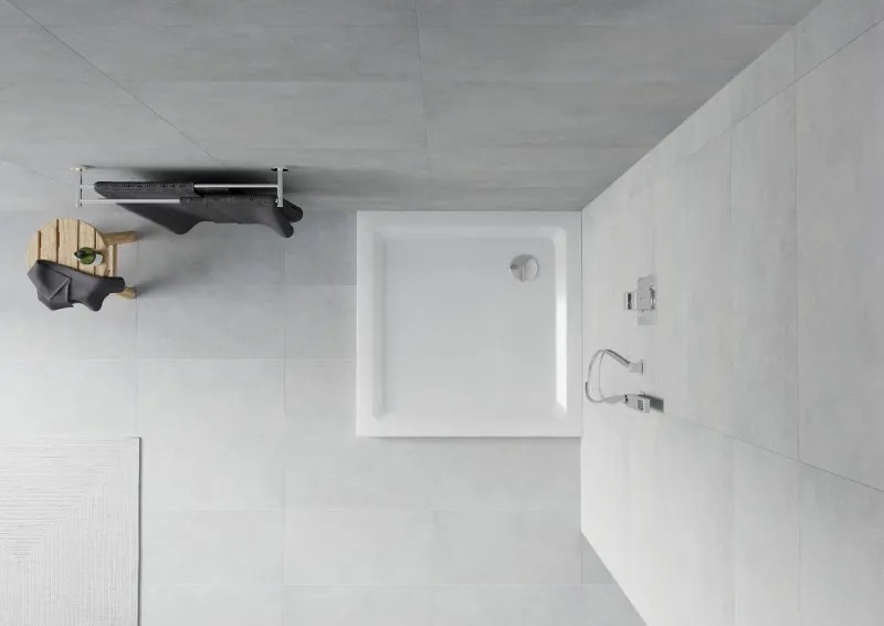 Mexen Flat base de duche quadrada slim 80 x 80 cm, branco, sifão cromado - 40108080