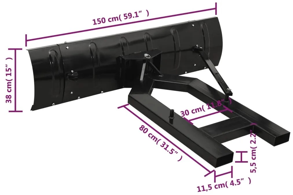 Limpa-Neves para Empilhador - 150x38 cm - Cor Preto