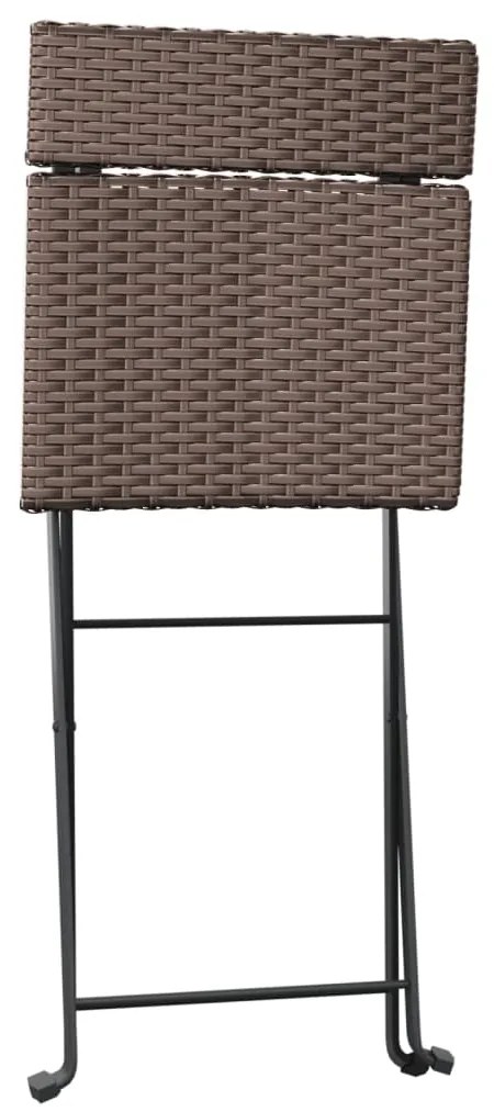 Cadeiras de bistrô dobráveis 2 pcs vime PE e aço castanho