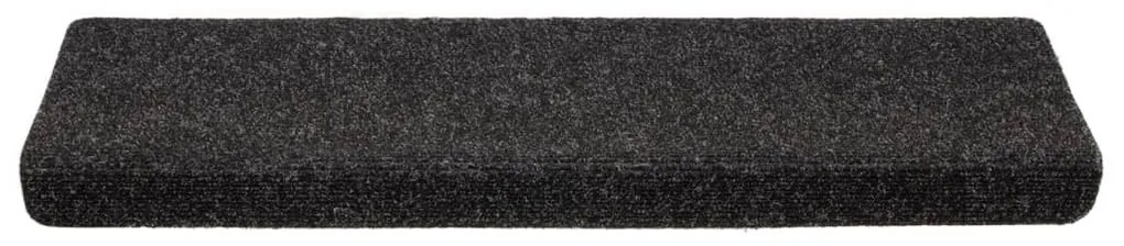 Tapetes de escada 5 pcs 65x21x4 cm agulhado preto