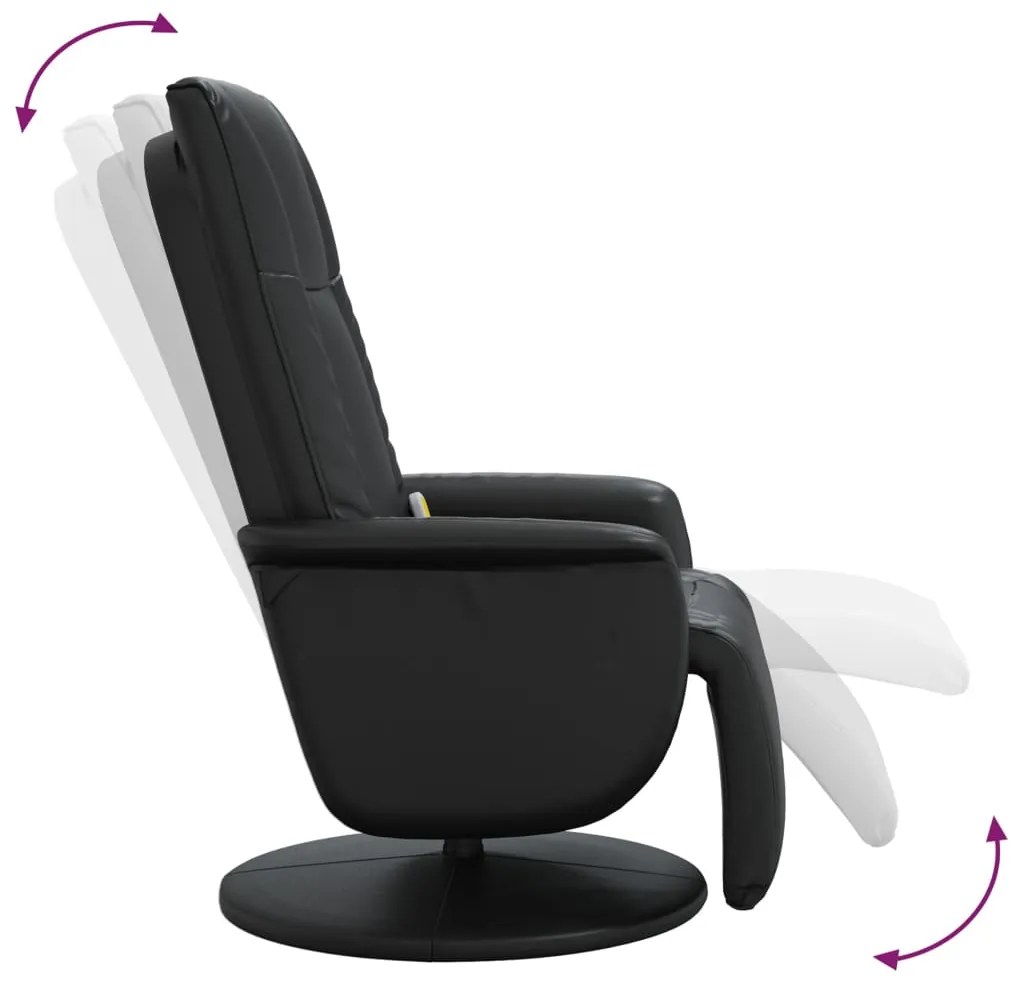 Cadeira massagens reclinável c/apoio pés couro artificial preto