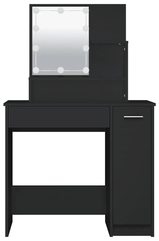 Toucador Enza com Espelho, Luzes LED e Arrumação - Preto - Design Mode