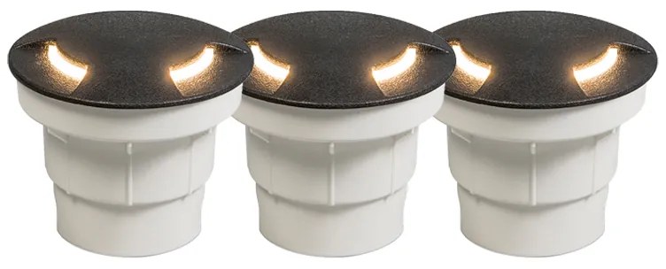 Conjunto de 3 projetores de chão para exterior preto incl. LED IP67 - Ceci 2