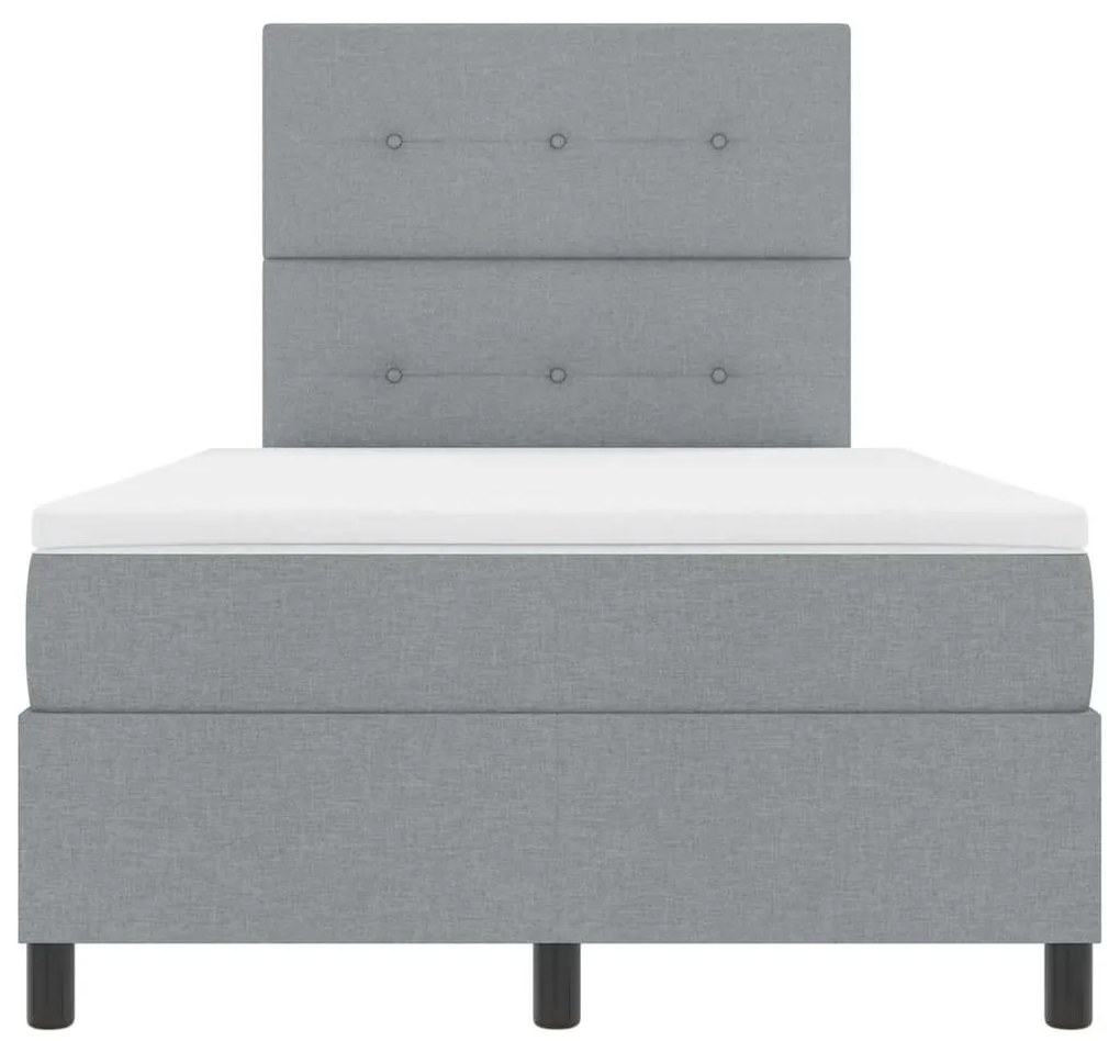 Cama box com colchão e luz LED cinza claro, 120 x 200 cm, tecido
