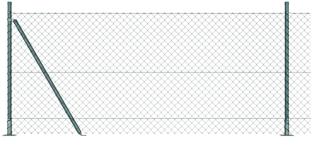 Cerca de Cadeia com 7 Postes Flangeados 0,8x10 m em Aço Galvanizado