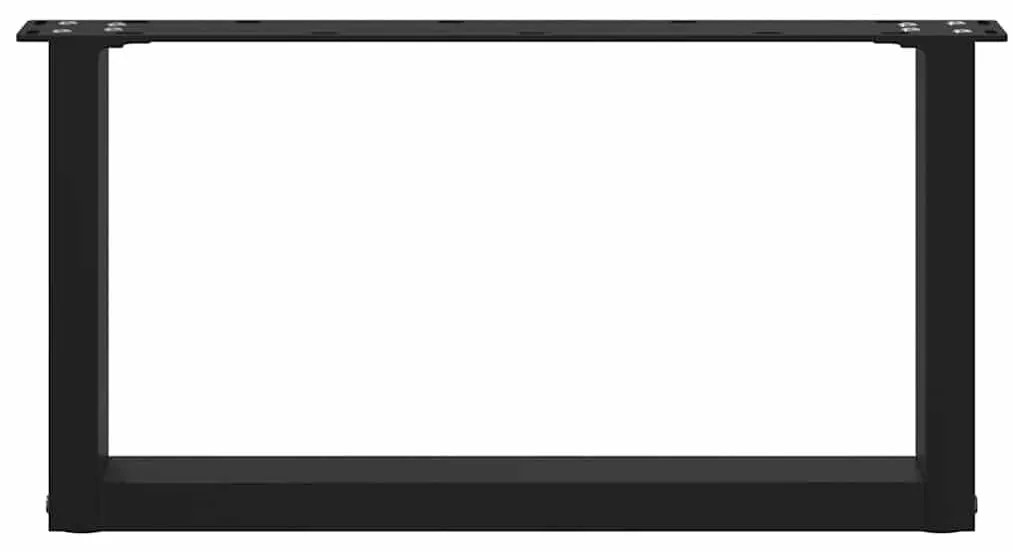 Pés para mesa de centro em formato de U, 2 peças, preto, 60x(30-31) cm