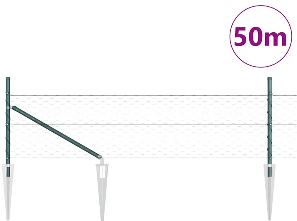 Cerca Hexagonal vidaXL Verde 0.4x50 m Aço