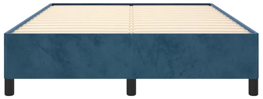 Estrutura de cama 140x190 cm veludo azul-escuro