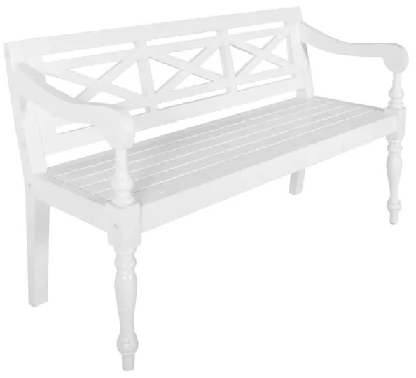 Banco Batávia 136 cm Madeira Maciça de Mogno Branco
