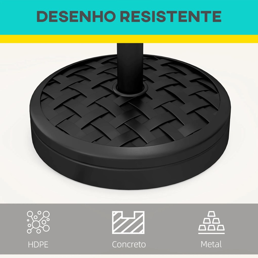 Base de Chapéu de Sol Redondo Suporte para Chapéu de Sol Recarregável