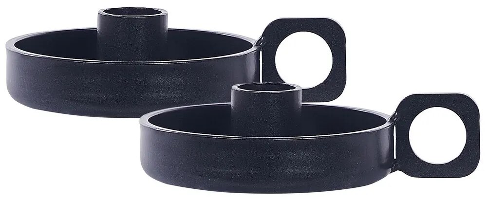 Conjunto de 2 castiçais em metal preto ø 9 cm CHORIO Beliani