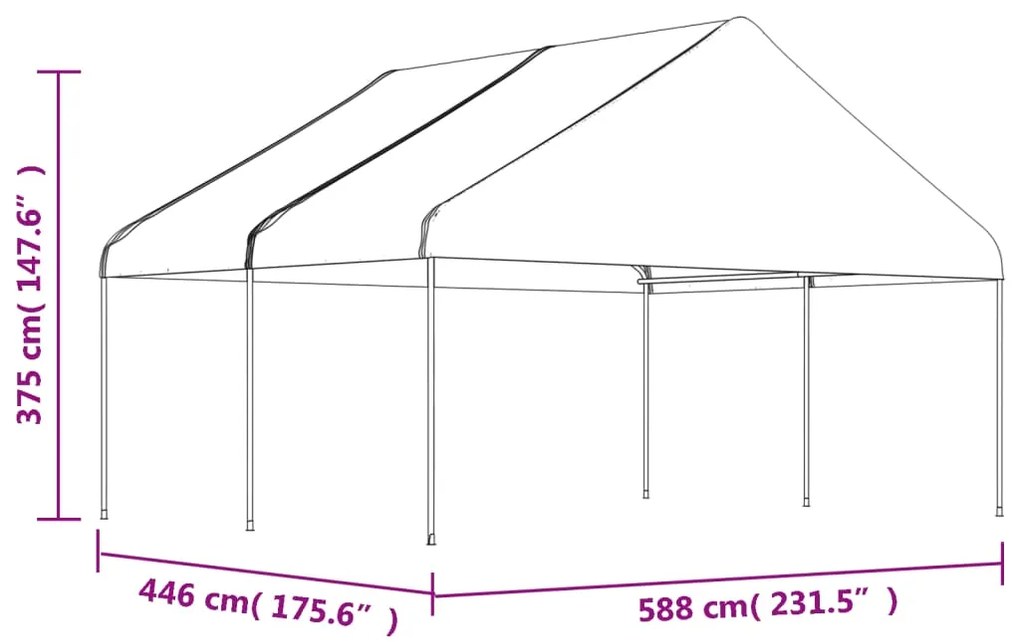 Gazebo com telhado 4,46x5,88x3,75 m polietileno branco