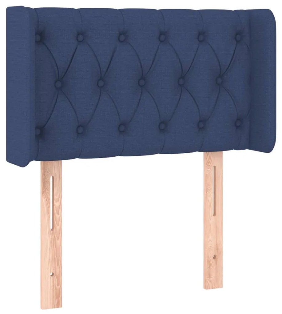 Cabeceira de cama c/ luzes LED tecido 83x16x78/88 cm azul