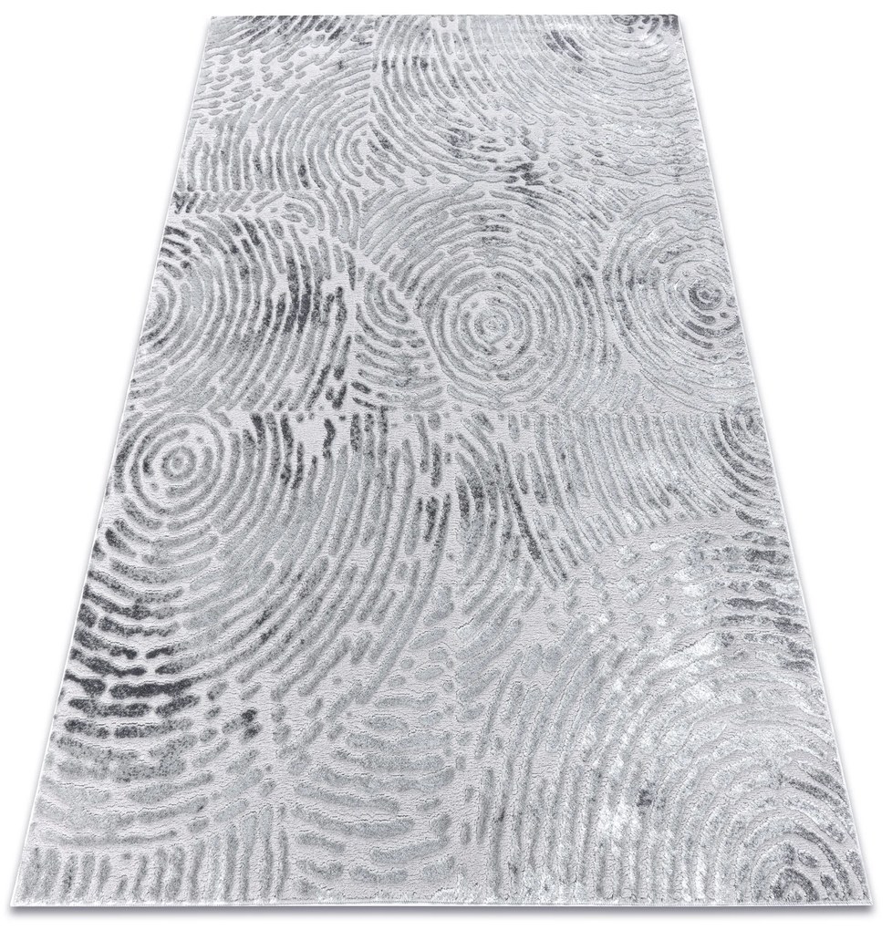 Tapete MEFE moderno  8725 círculos Impressão digital - Structural dois níveis de lã cinza cinzento