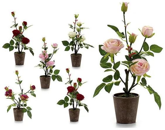 Planta Decorativa Cor de Rosa Plástico Tecido (20 x 49 x 26 cm)