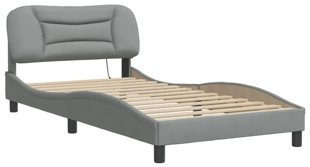 Estrutura de cama com LED sem colchão 100x200 cm tecido
