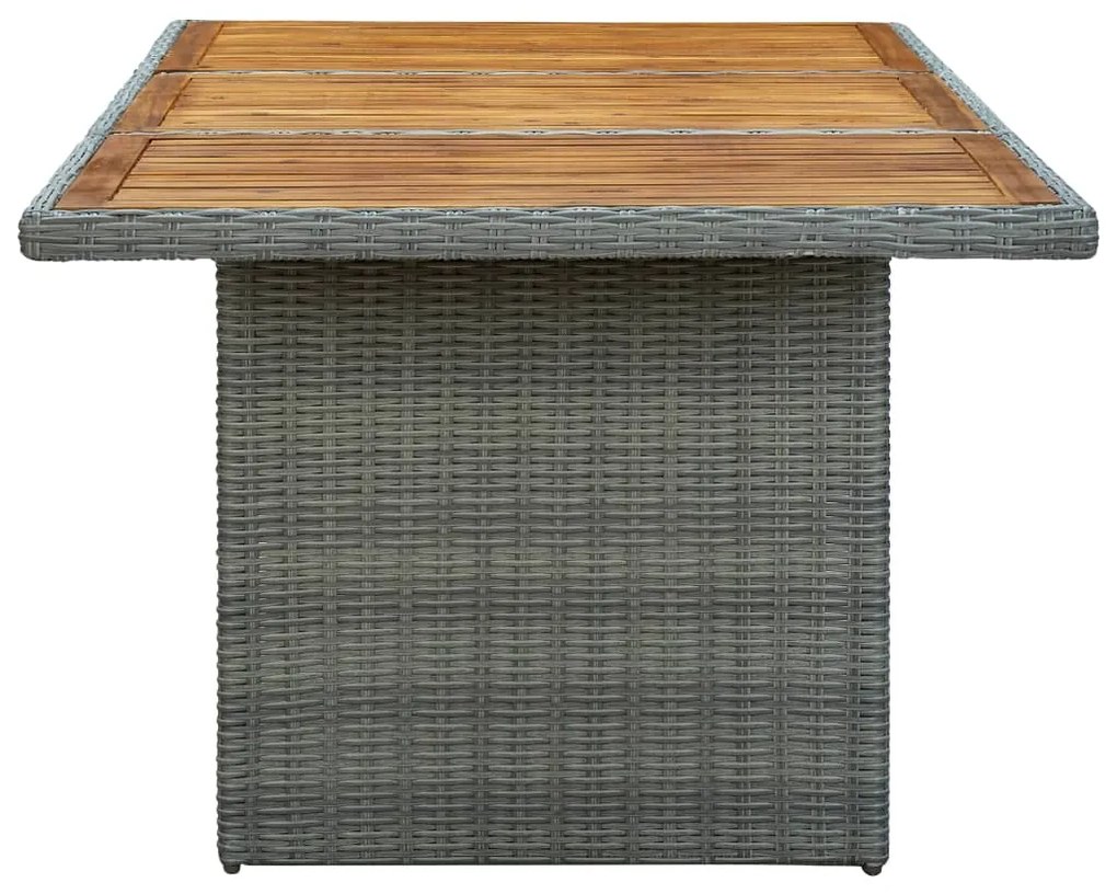 Mesa de jardim vime PE/madeira acácia maciça cinzento-claro