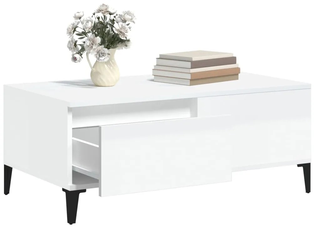 Mesa de centro 90x50x36,5 cm derivados madeira branco brilhante