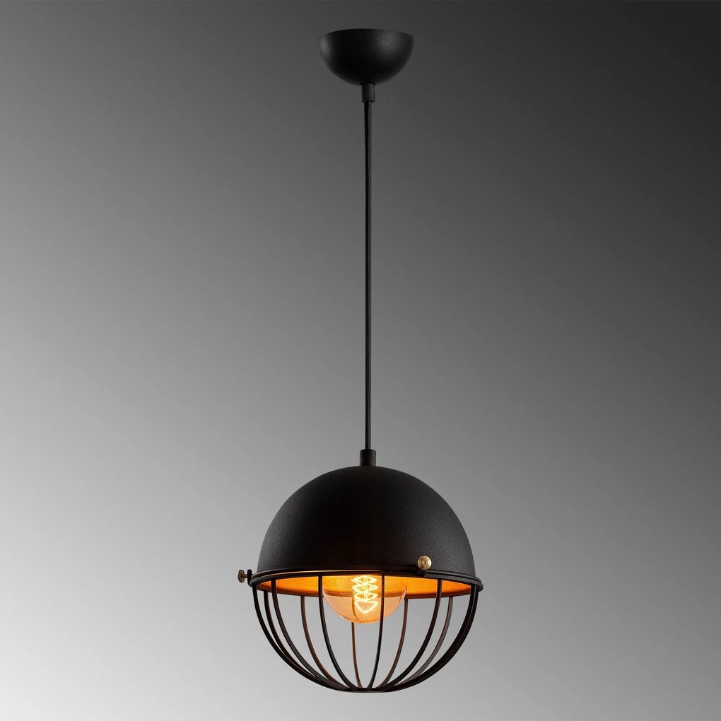Chandelier Sivani Tel – Preto e Dourado – Diâmetro 20 cm x Altura 116