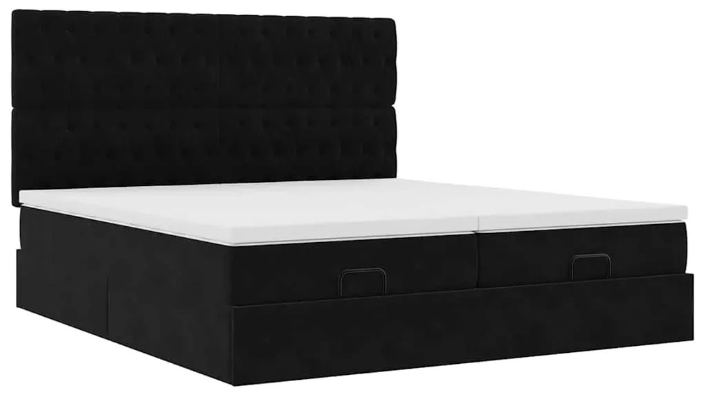 Estrutura de cama otomana com colchões 160x200 cm veludo preto