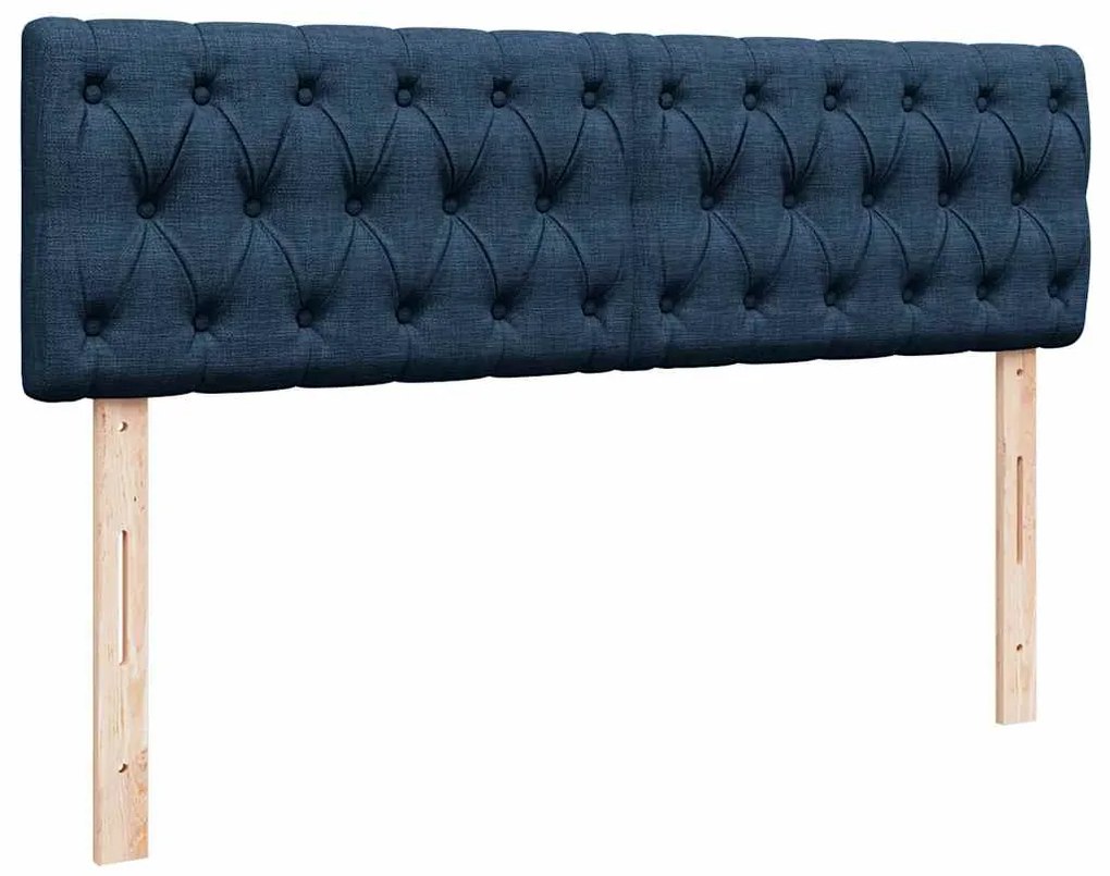 Estrutura de cama otomana com colchão tecido azul 140x200cm