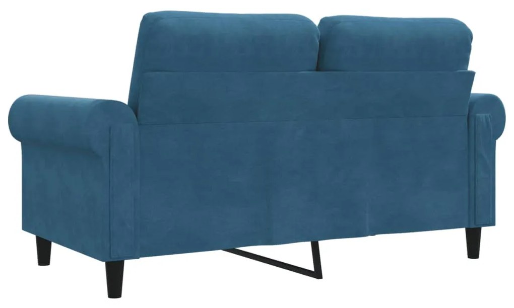 Sofá de 2 lugares veludo 120 cm azul