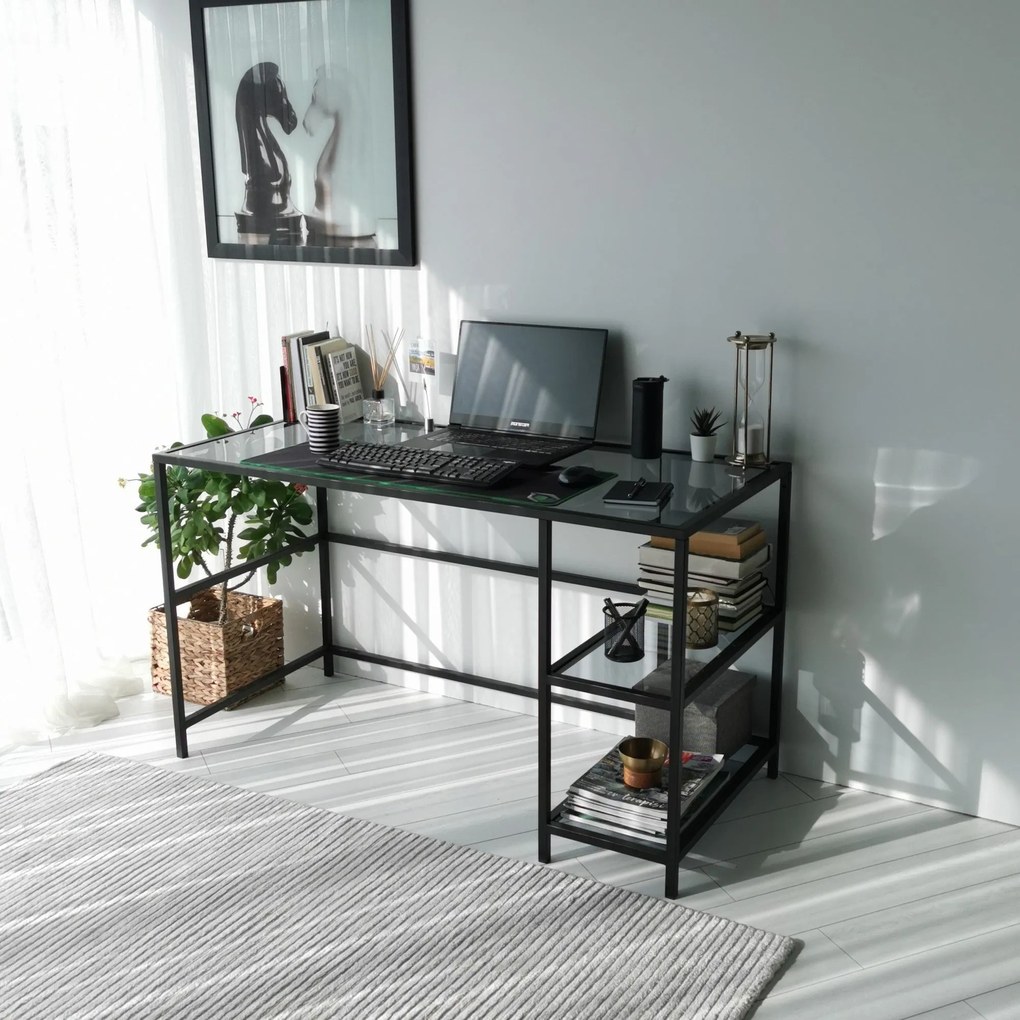 Secretária Master – Preto Fumado – 130 cm x 75 cm x 60 cm