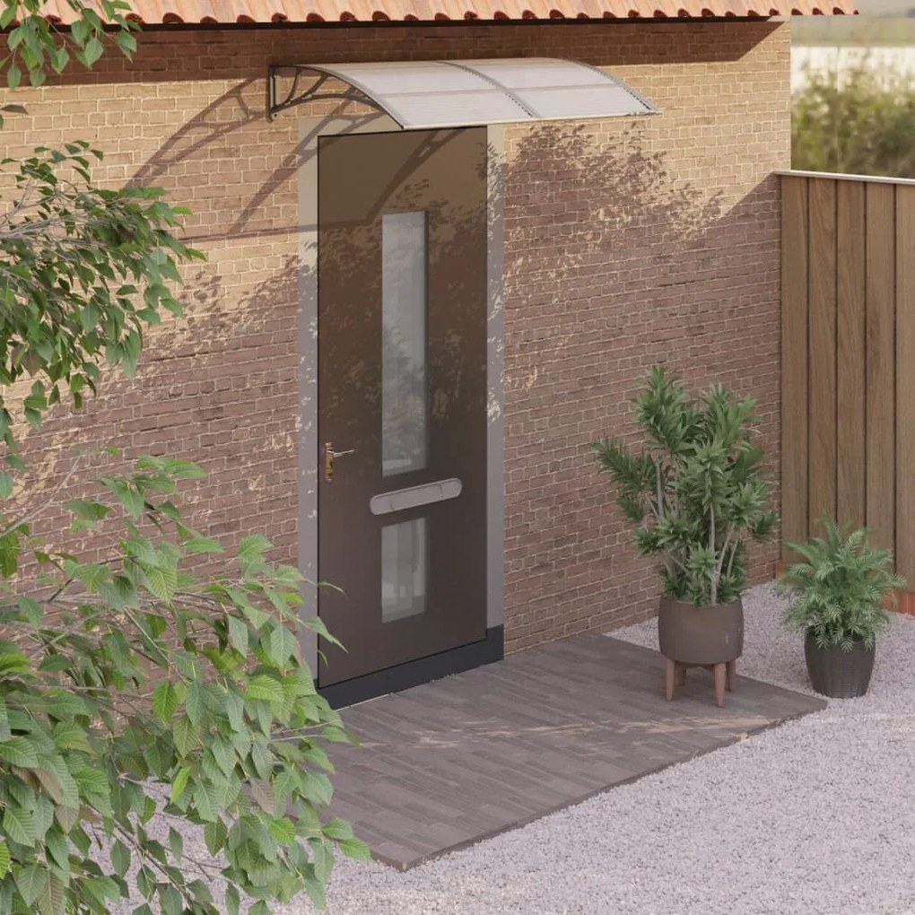 153579 vidaXL Toldo de porta cinzento 150x80 cm policarbonato