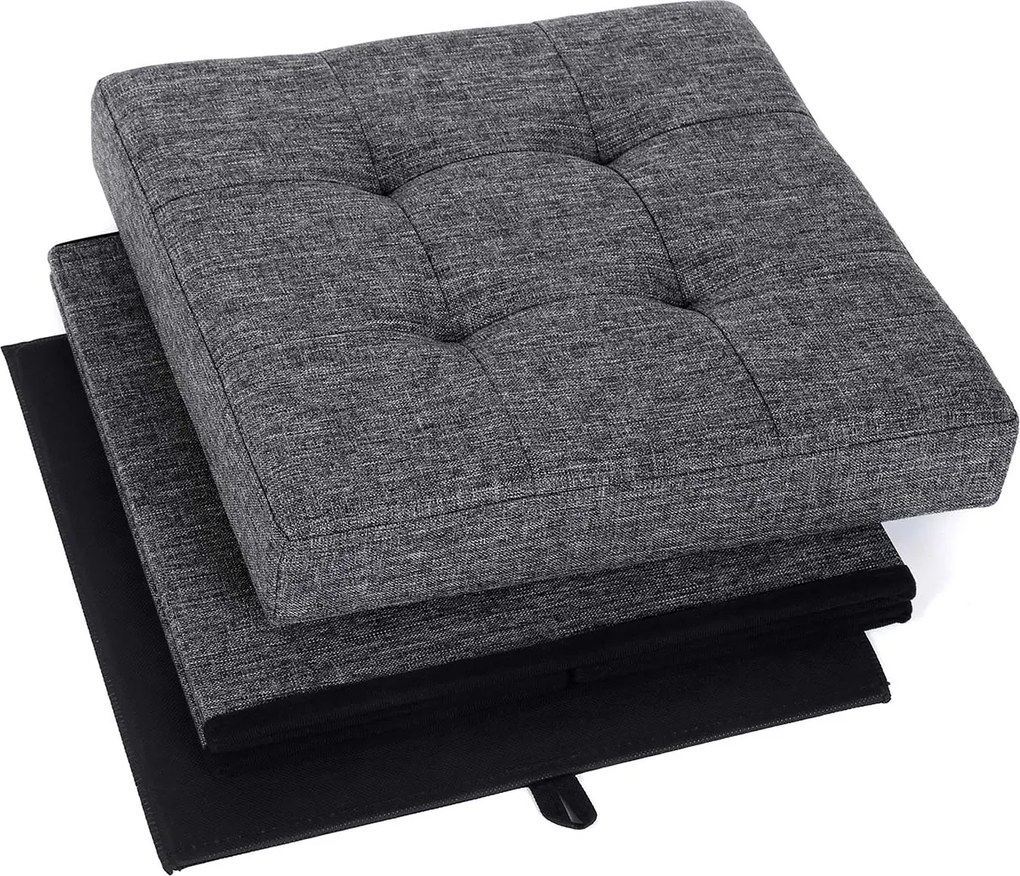Banco de assento pequeno com arrumação 38 x 38 x 38 cm cinzento escuro