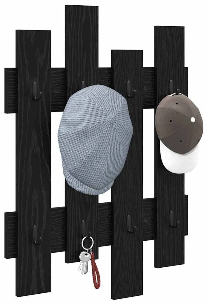 Cabideiro de Parede Carvalho Preto 60 x 3 x 82 cm