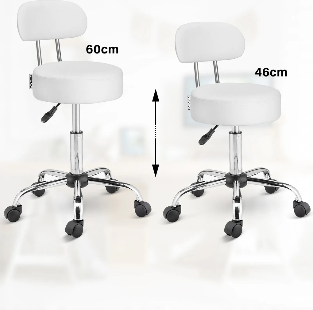 Banco escritorio, trabalho  com rodinhas, giratória 360° e com encosto branco