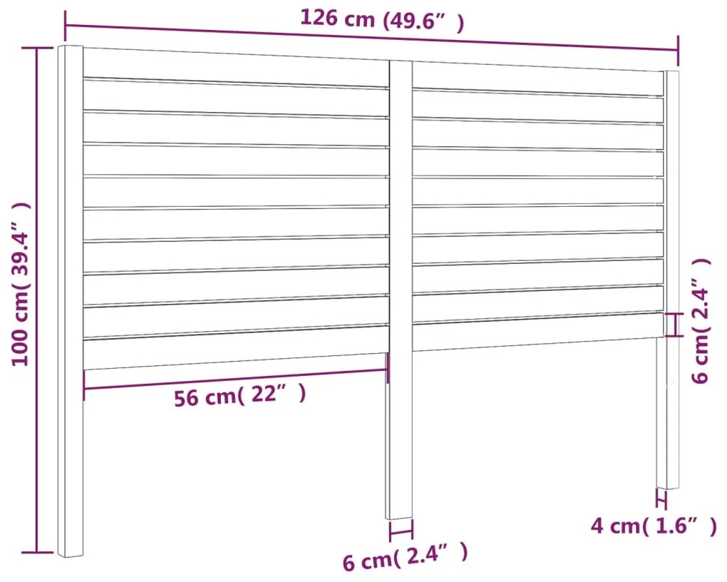 Cabeceira de cama 126x4x100 cm pinho maciço preto