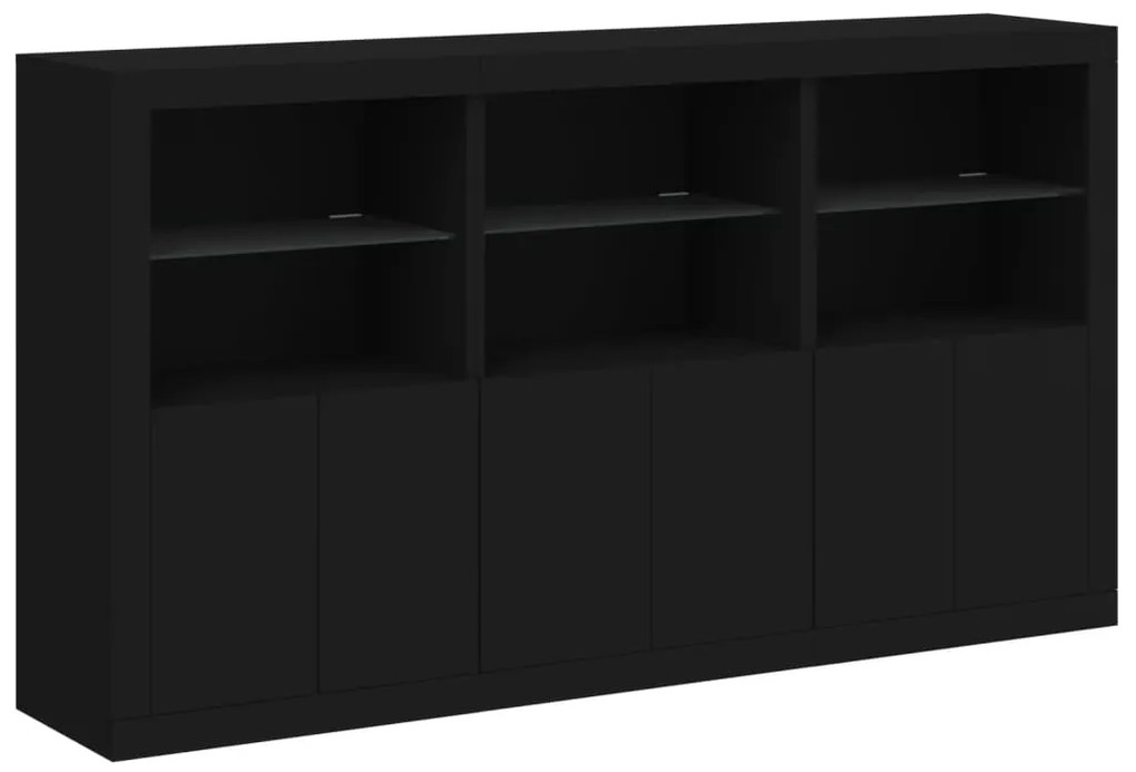 Aparador com luzes LED 181,5x37x100 cm preto