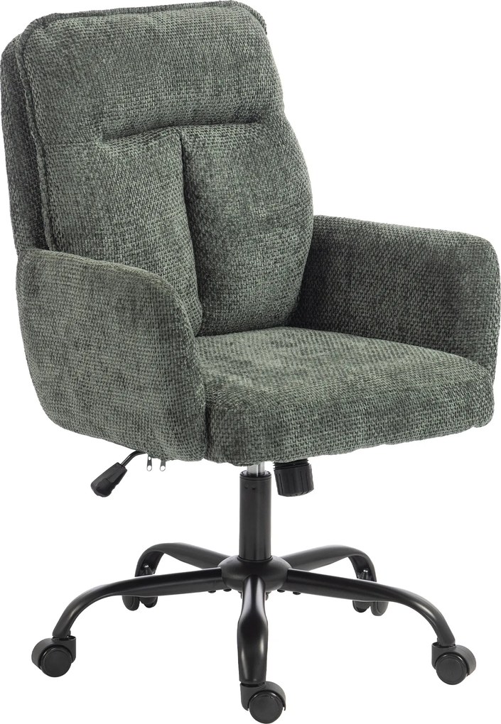 HOMCOM Cadeira de Escritório Ergonômica, Cadeira de Escritório com Altura Regulável, Assento Largo, Função de Balanço, Verde Escuro | Aosom Portugal