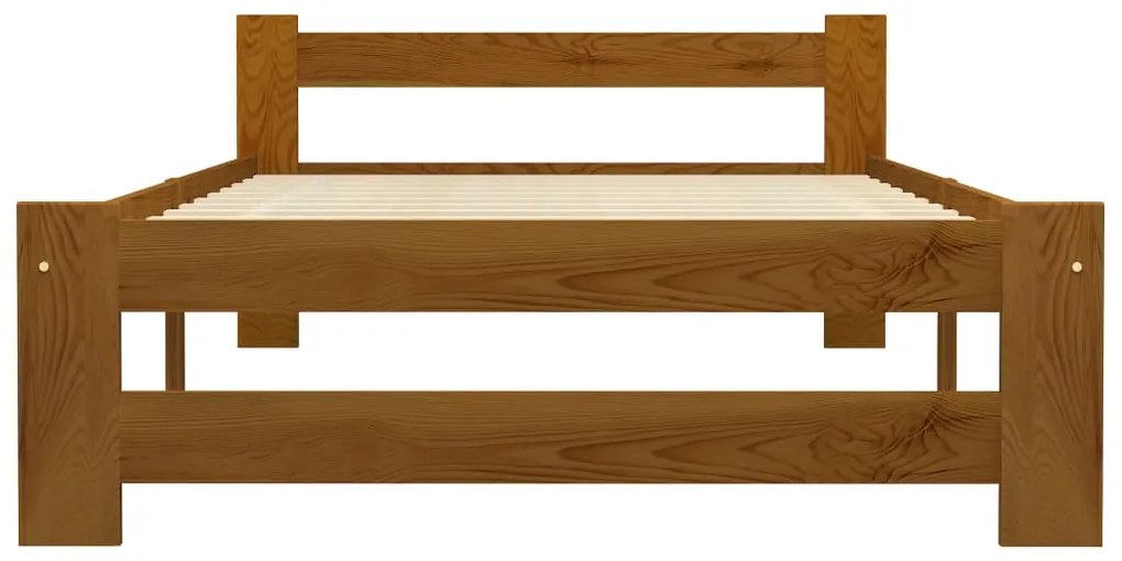 Estrutura de cama 100x200 cm madeira pinho maciço castanho mel