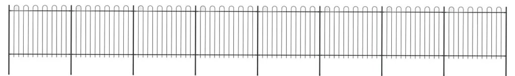 Cerca de jardim com topo em aros 13,6x1,5 m aço preto
