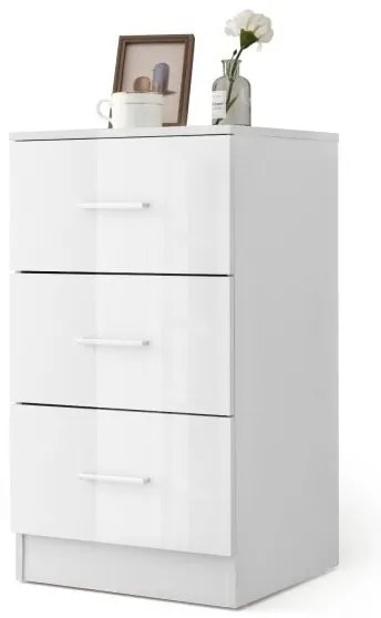 Conjunto de 2 mesas de cabeceira com 3 gavetas Mesa de cabeceira 37,1 x 34,2 x 66,5 cm Branco