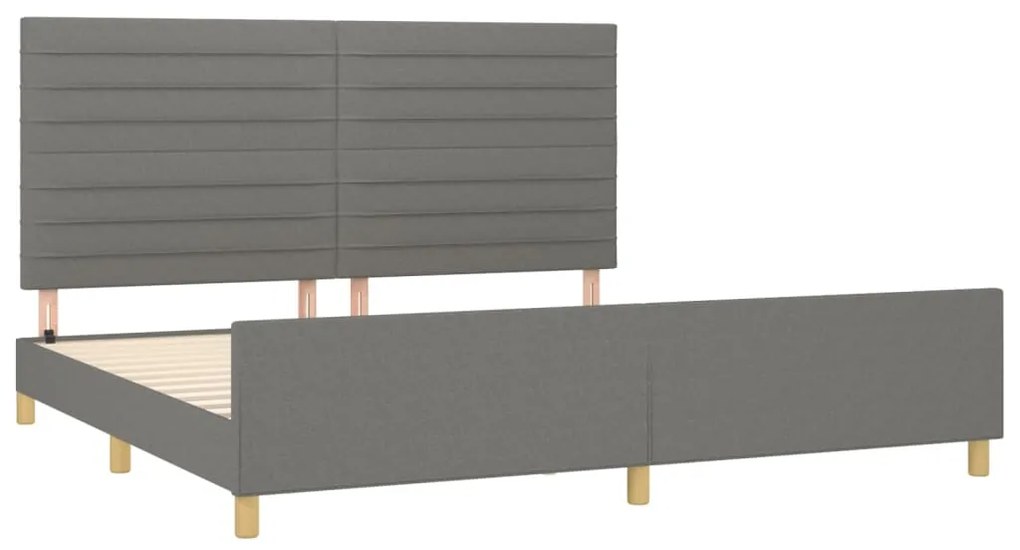 Estrutura de cama sem colchão 200x200 cm tecido cinzento-escuro