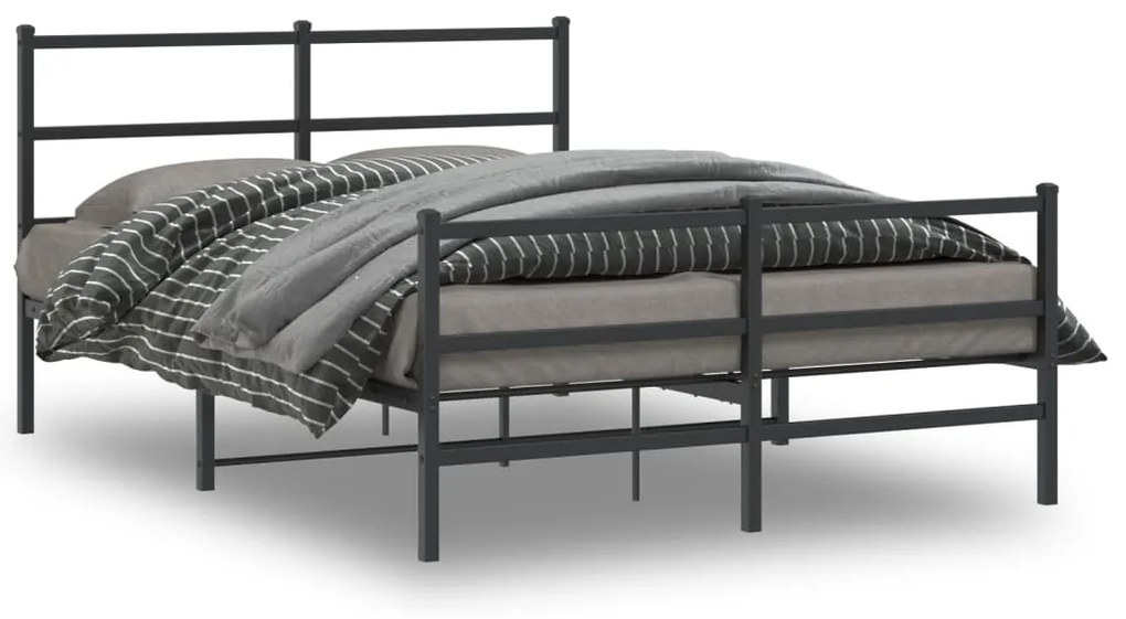 Estrutura de cama com cabeceira e pés 140x200 cm metal preto