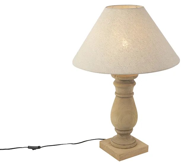 Candeeiro de mesa rústico com abajur de linho bege 50 cm - Catnip Rústico